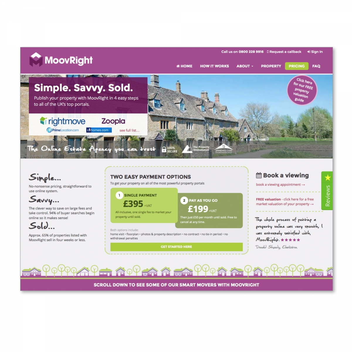 Design website - Home page - Simple, Savvy, Sold