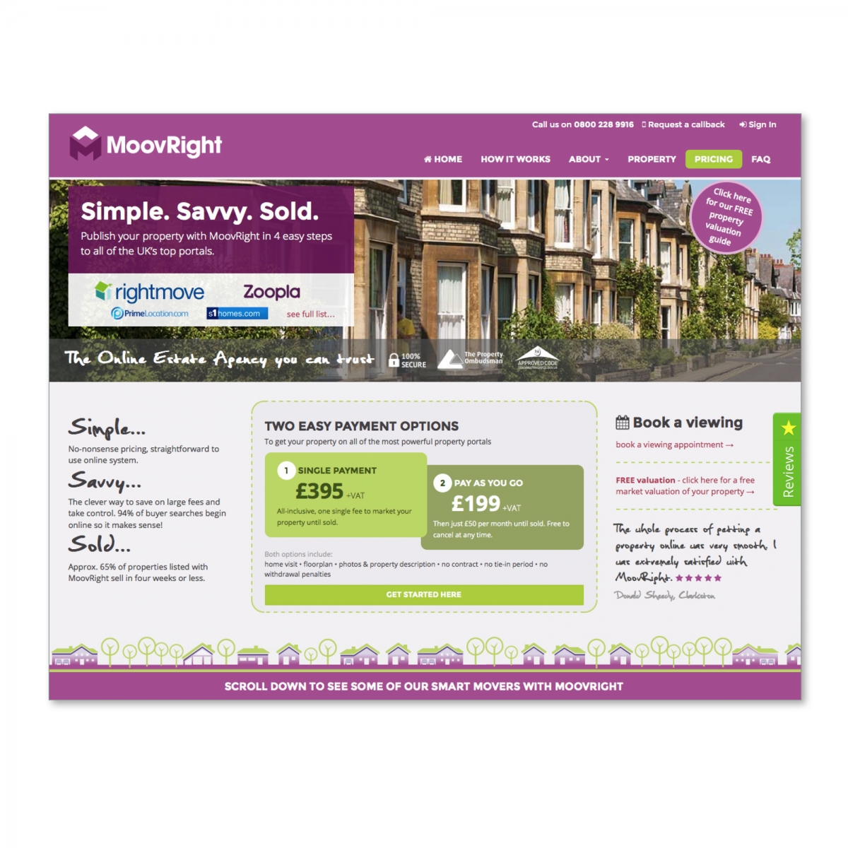 Design website - Home page - Simple, Savvy, Sold