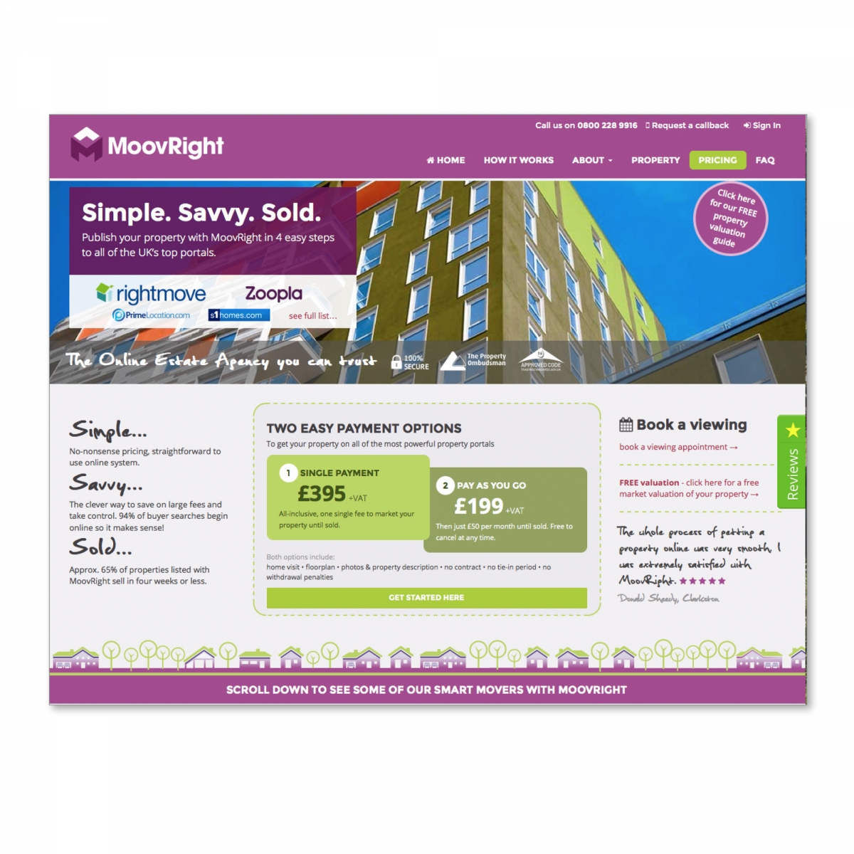 Design website - Home page - Simple, Savvy, Sold