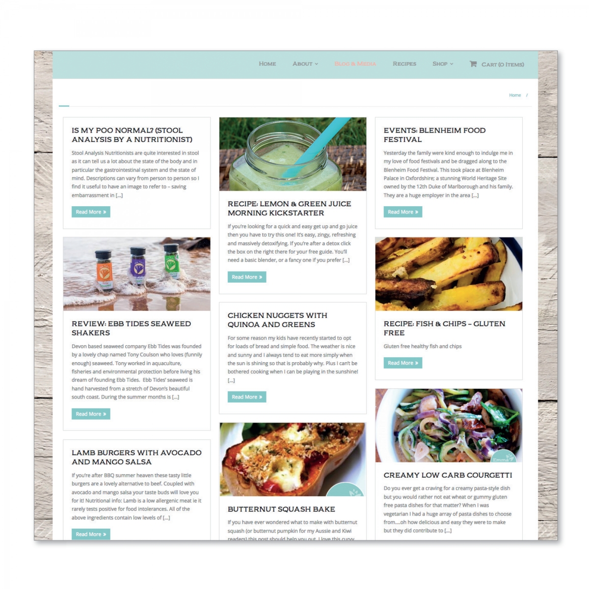 Concept, design and build website - Recipe page