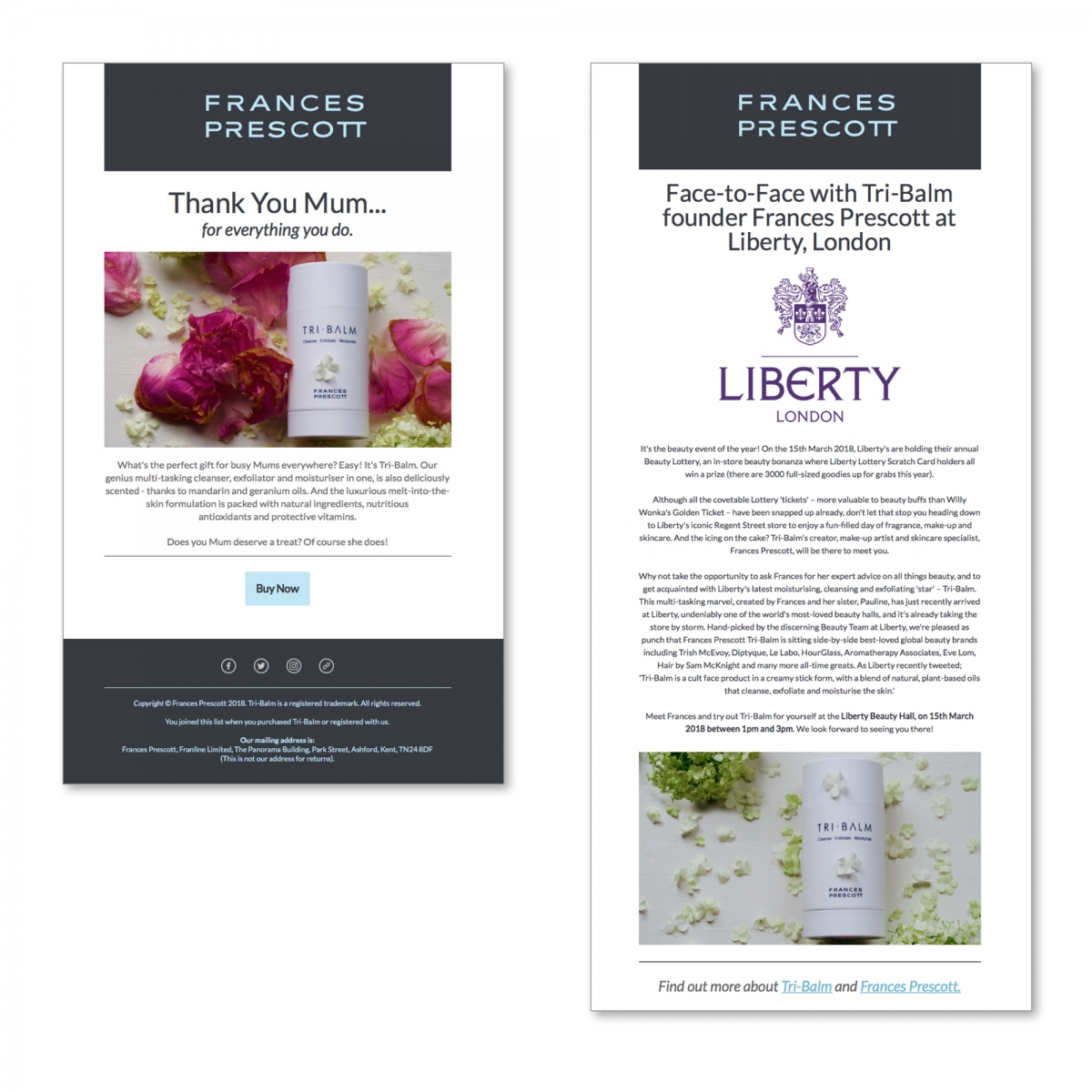 Email marketing – Mother's Day and Liberty, London