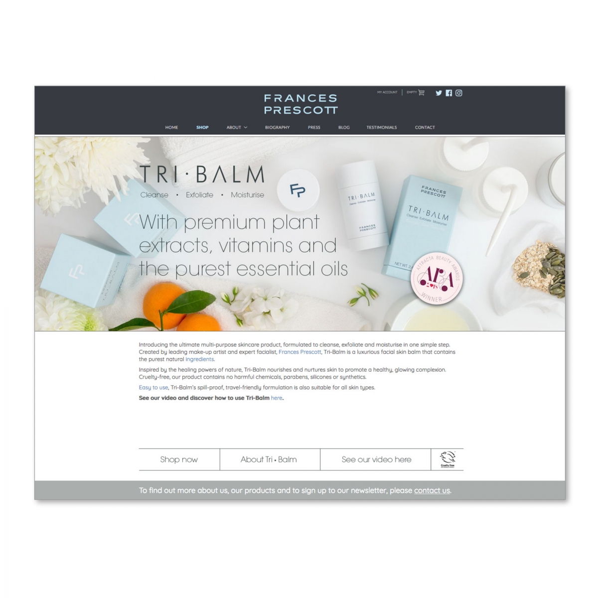 Concept, design and build website - Ingredients banner