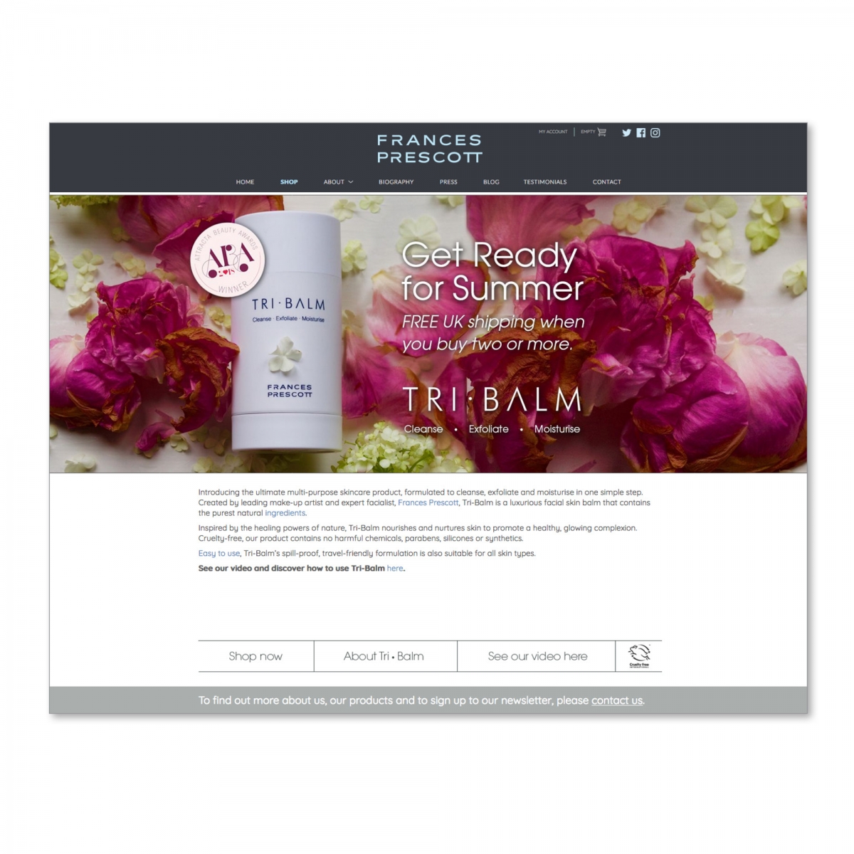 Concept, design and build website - Summer banner