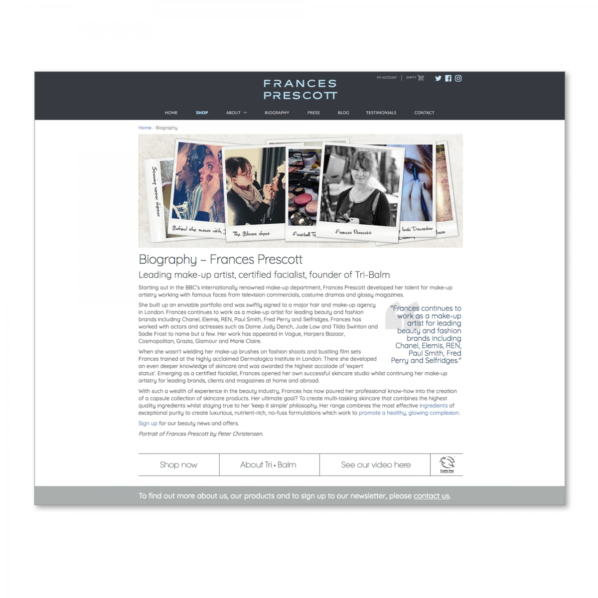 Concept, design and build website - Biography page
