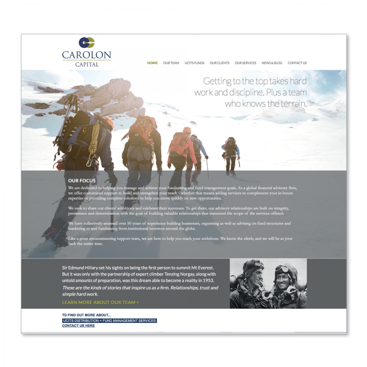 Concept, design and build of website - Home page