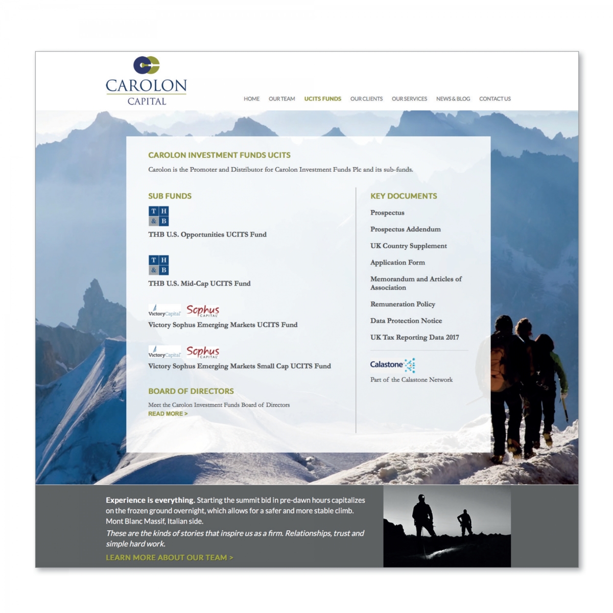 Concept, design and build of website - UCITS Funds page