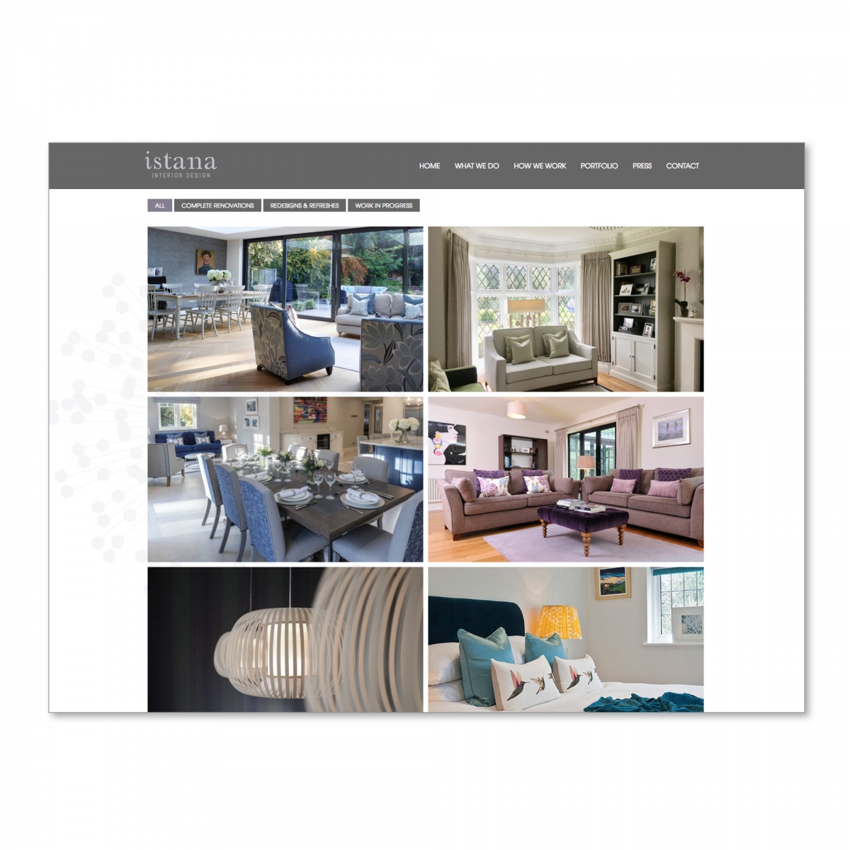Concept, art direction of photography, design and build website - Portfolio page