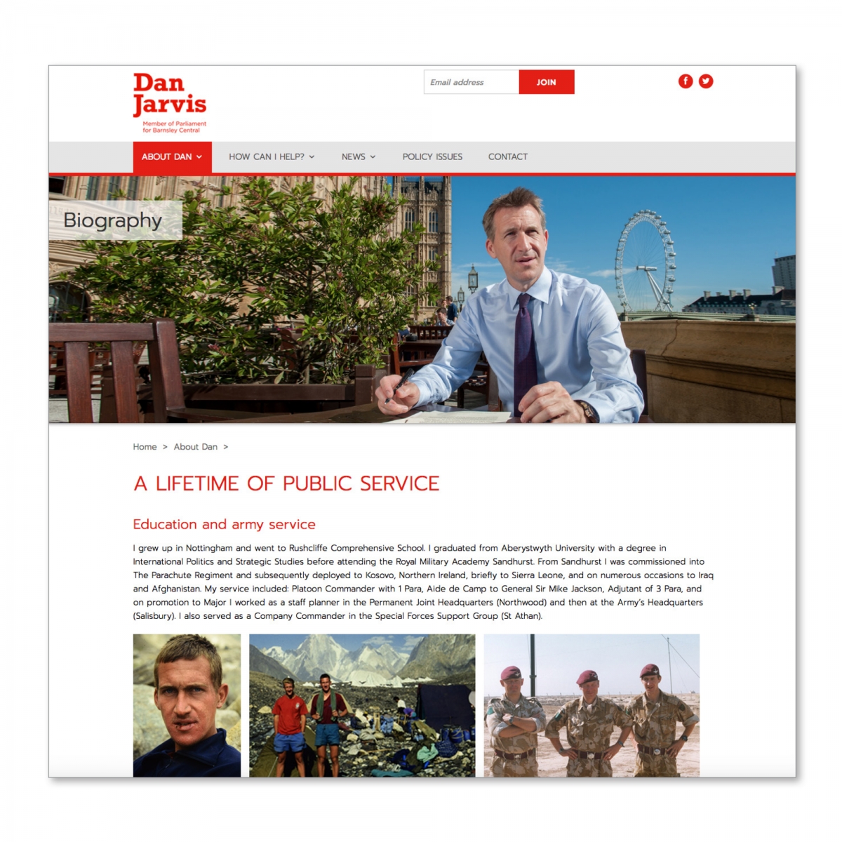 Design website - Biography page