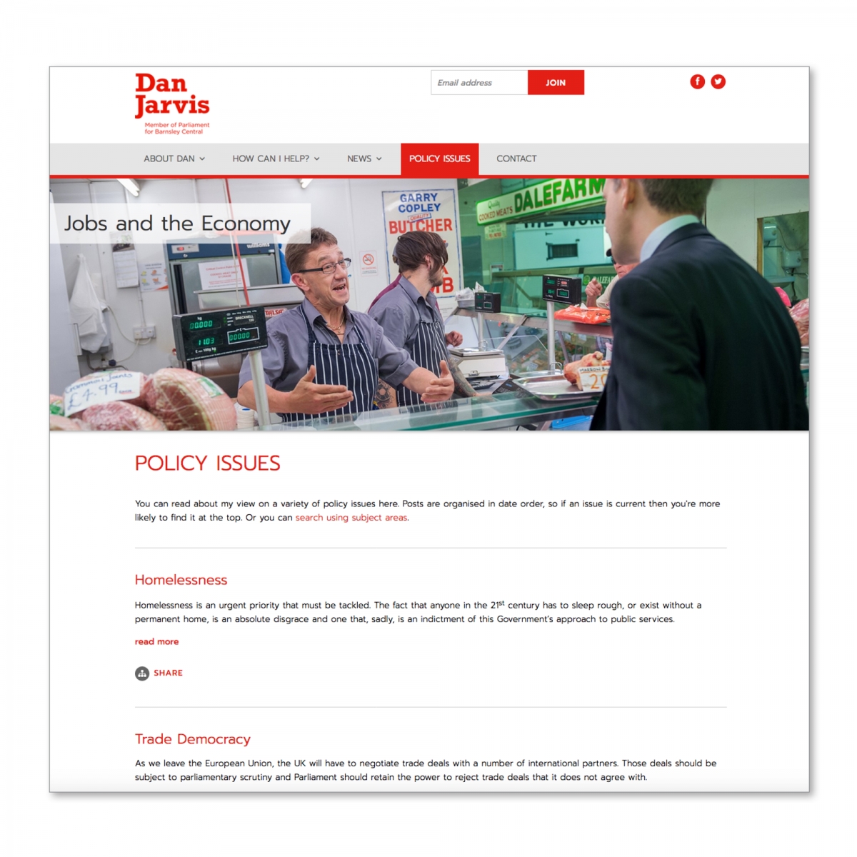 Design website - Policy Issues page - Jobs and the Economy banner