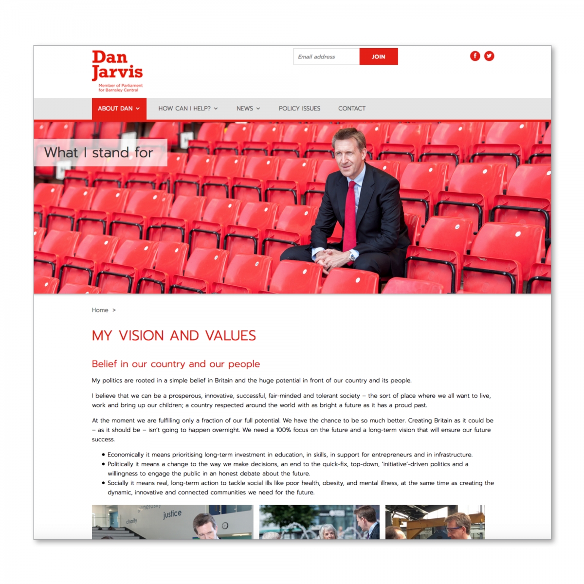 Design website - Vision and Values page