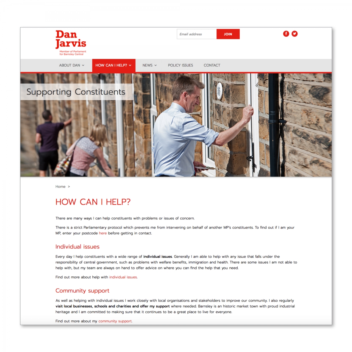 Design website - Supporting Constituents page
