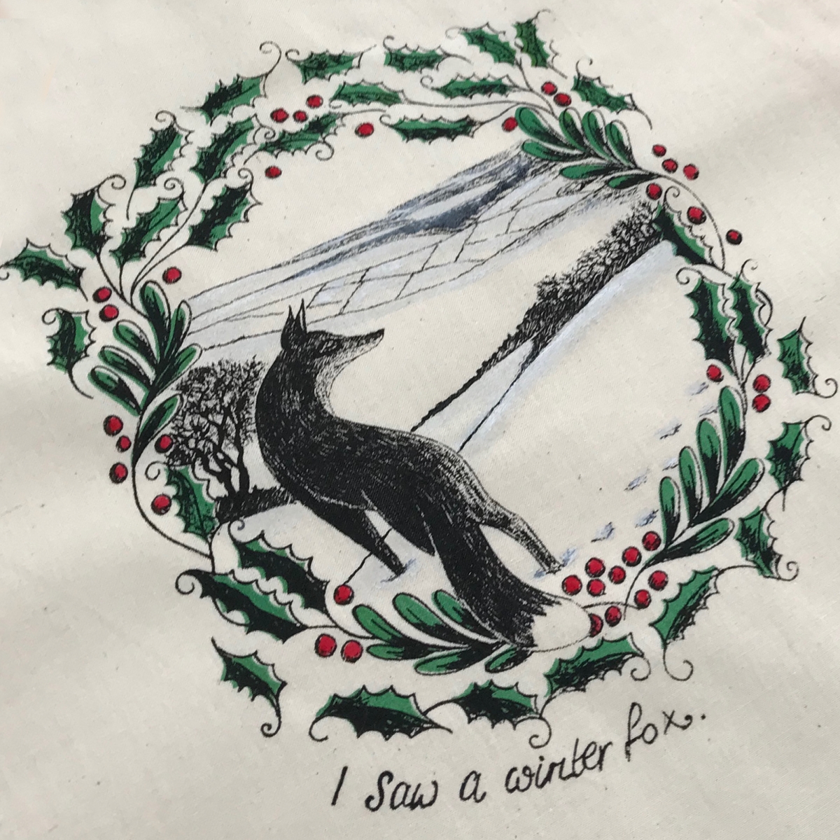 Tote bag - 2 colour silkscreen printed and hand painted to finish