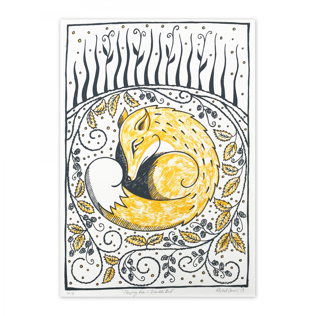 SOLD OUT Sleeping Fox In Bramble Bed Ochre