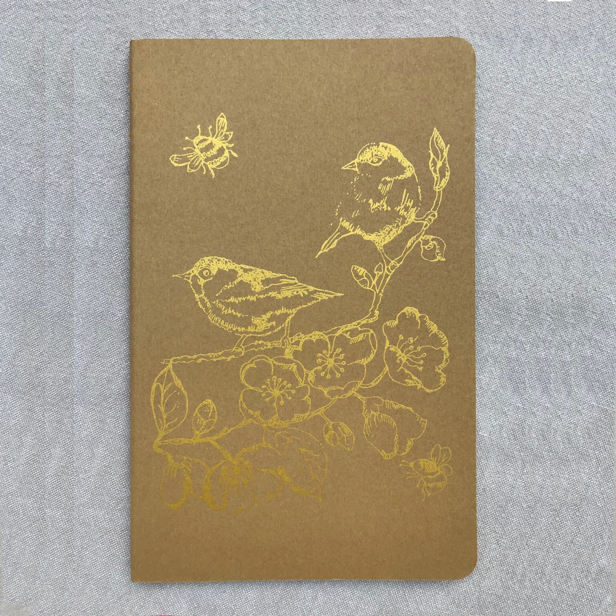 'The Birds and the Bees' - tan and gold, Moleskine Journal