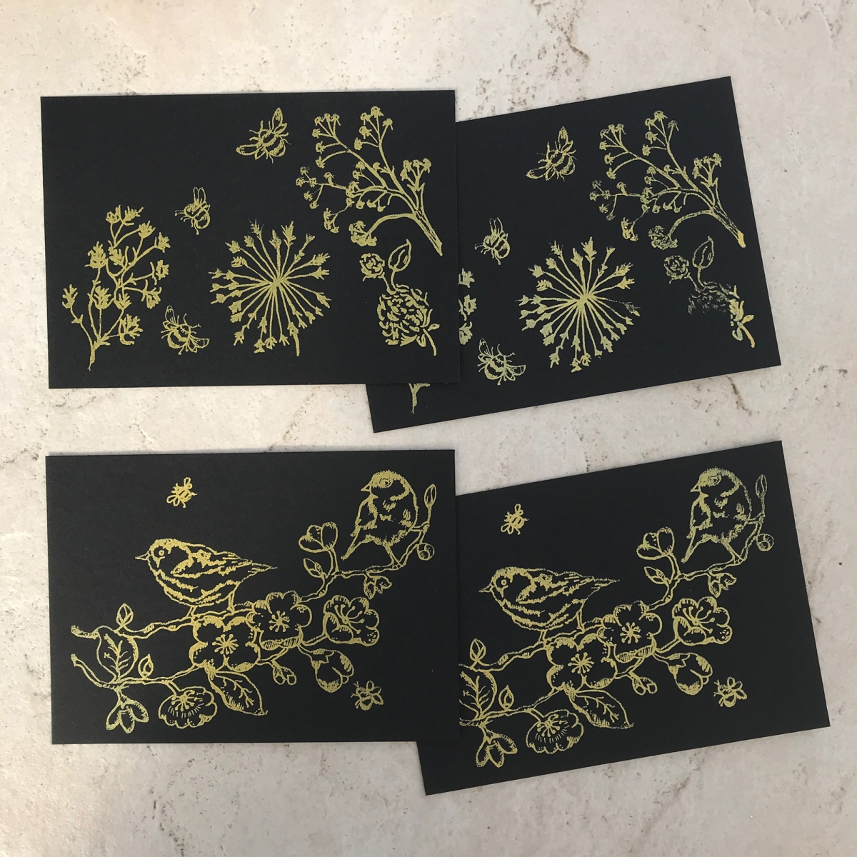 4x A6 notecards in 2 designs by Linda Keelan