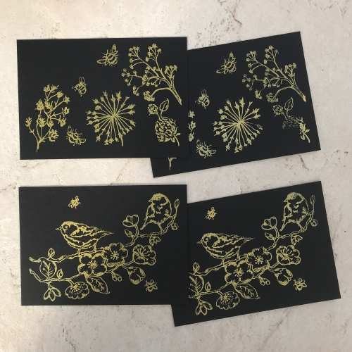Notecards with Envelopes and Metallic Marker - Black/Gold