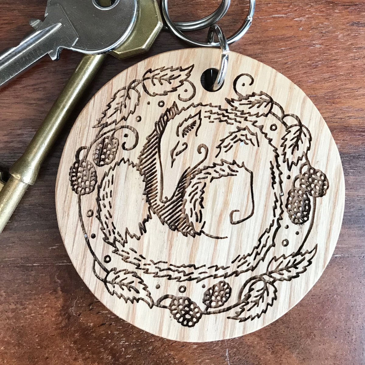 'Sleeping Fox in Bramble Bed' keyring by Rachel Jarvis
