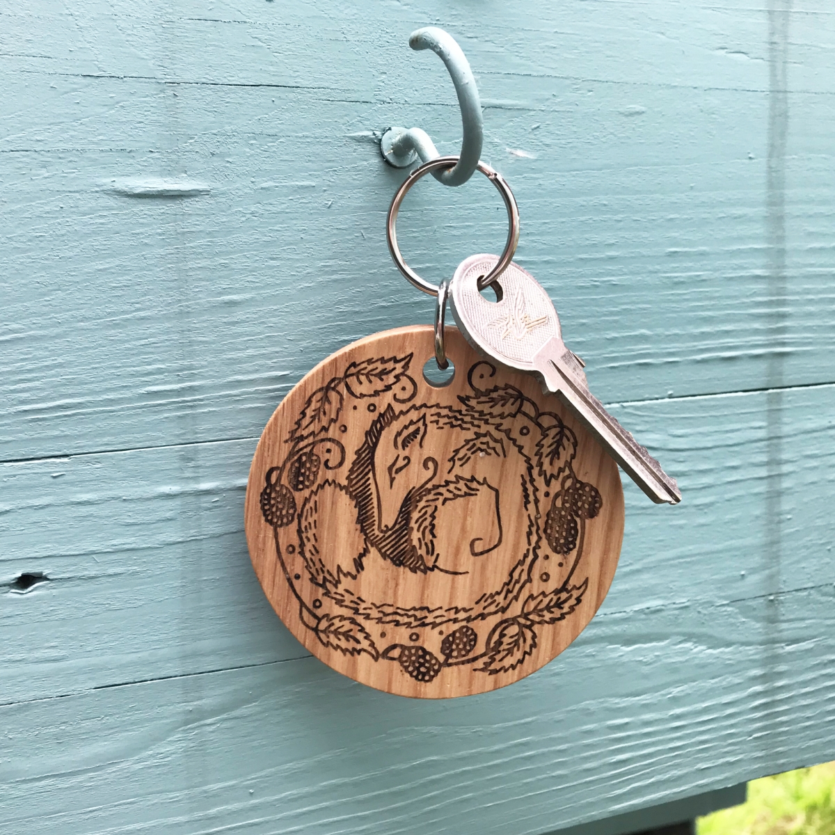 'Sleeping Fox in Bramble Bed' keyring by Rachel Jarvis