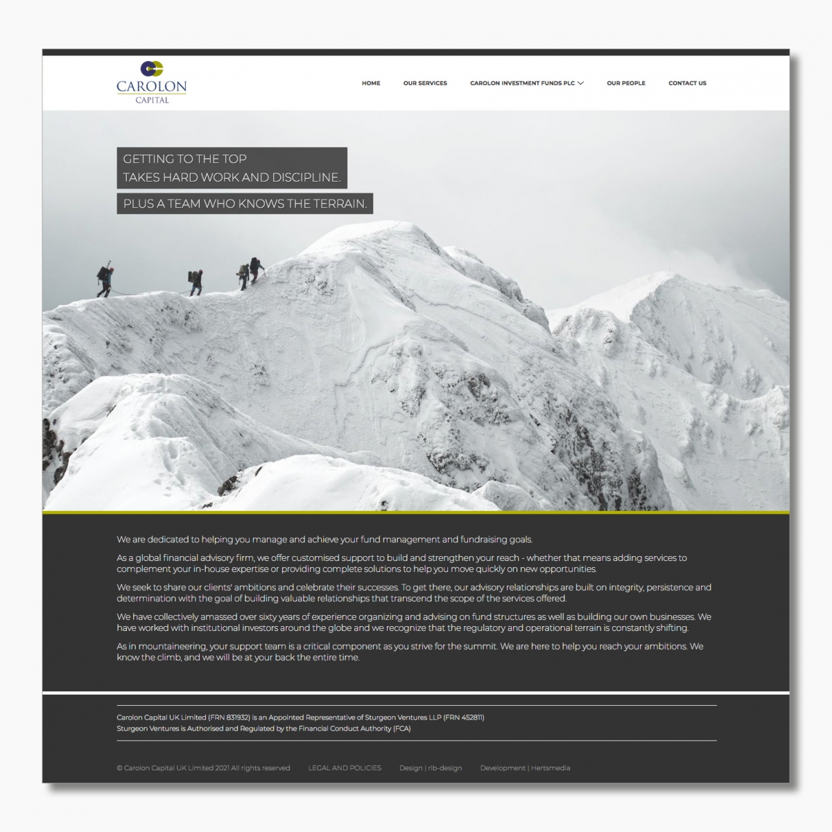 Concept, design and build of website - Home page