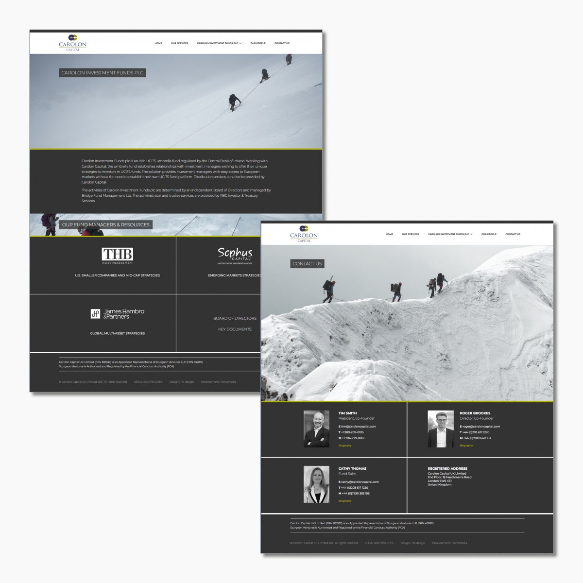 Concept, design and build of website - UCITS Funds, Contact Us