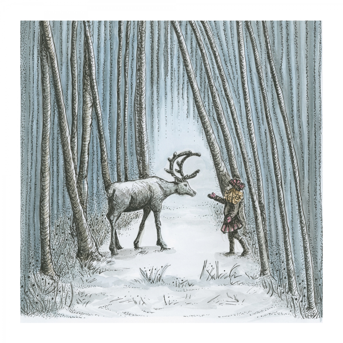 The Christmas Wish - watercolour with pen and ink