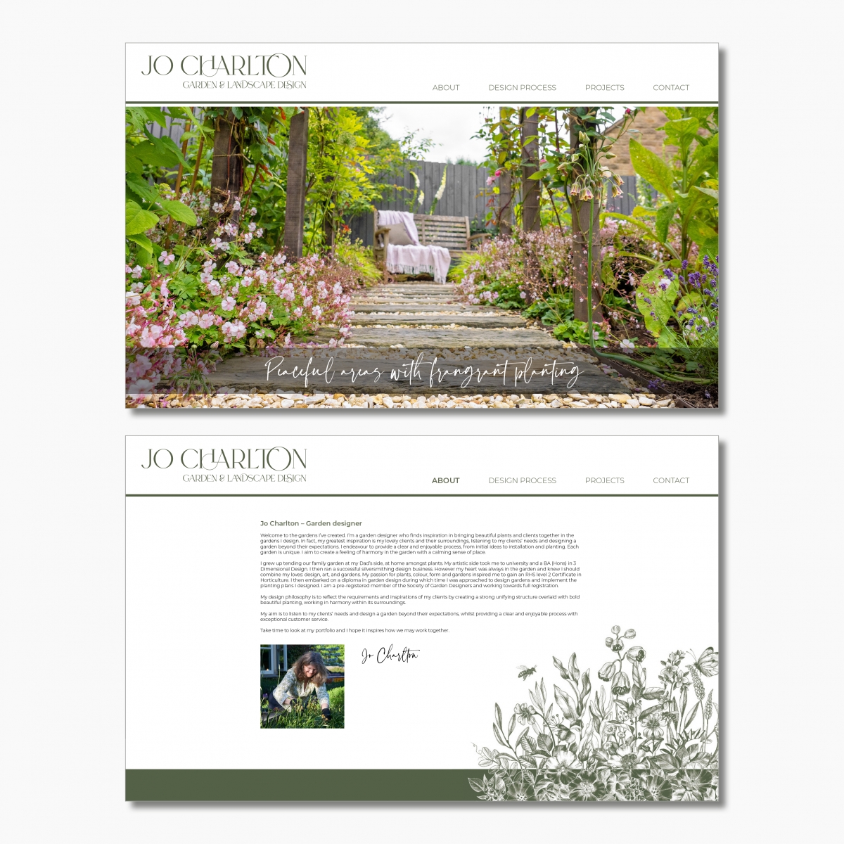 Home page with carousel of case studies and About page